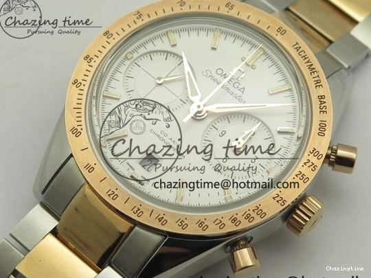 0327 Thermal Speedmaster ’57 Co-Axial SS RG OMF 1:1 Best Edition White Dial On SS RG Bracelet A9300 (Free Leather Strap) 8074